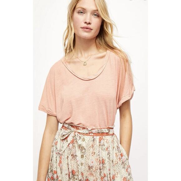 We The Free People S Small Under the Sun Tee Shirt Linen Blend Slouchy Oversized - Picture 1 of 16